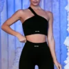 Pantalones Cortos de ciclista acanalados en negro