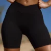 Pantalones Cortos de ciclista de cintura alta FlexiRib en negro