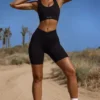 Pantalones Cortos de ciclista de cintura alta FlexiRib en negro