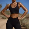 Pantalones Cortos de ciclista de cintura alta FlexiRib en negro
