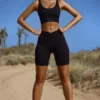 Pantalones Cortos de ciclista de cintura alta FlexiRib en negro