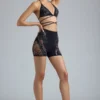 Pantalones Cortos de cintura alta con adornos Bonnie en negro