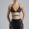 Pantalones Cortos de cintura alta con adornos Bonnie en negro