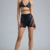 Pantalones Cortos de cintura alta con adornos Bonnie en negro