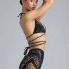 Pantalones Cortos de cintura alta con adornos Bonnie en negro