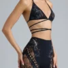 Pantalones Cortos de cintura alta con adornos Bonnie en negro