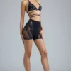 Pantalones Cortos de cintura alta con adornos Bonnie en negro