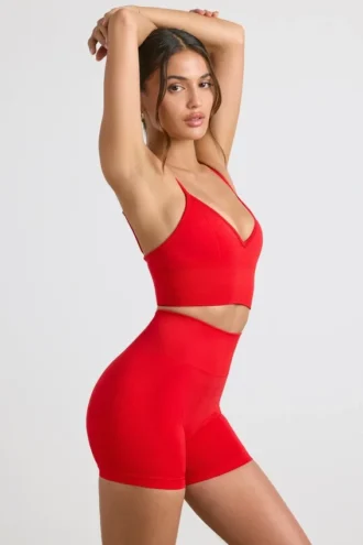 Pantalones Cortos de cintura alta Define Luxe en rojo