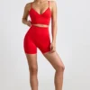 Pantalones Cortos de cintura alta Define Luxe en rojo