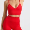 Pantalones Cortos de cintura alta Define Luxe en rojo
