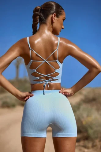 Pantalones Cortos de cintura alta FlexiRib en azul