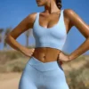 Pantalones Cortos de cintura alta FlexiRib en azul