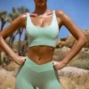 Pantalones Cortos de cintura alta FlexiRib en verde