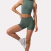 Pantalones Cortos de cintura alta Soft Active en color caqui