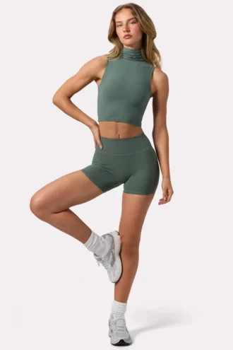Pantalones Cortos de cintura alta Soft Active en color caqui