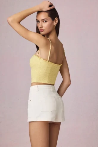 Pantalones Cortos de cintura alta y corte acampanado Beata en lavado crudo
