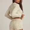 Pantalones Cortos de pijama Maphie de modal con volantes en estampado limón