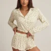 Pantalones Cortos de pijama Maphie de modal con volantes en estampado limón