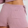 Pantalones Cortos de Punto Acanalado con Cordones en Malva