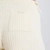 Pantalones Cortos de punto acanalado con lazo en color crema