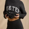 Pantalones Cortos de Punto de Talle Medio en Gris Carbón Jaspeado