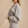 Pantalones Cortos de Punto de Talle Medio en Gris Hielo Jaspeado