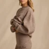 Pantalones Cortos de Punto de Talle Medio en Marrón Jaspeado