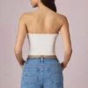 Pantalones Cortos de talle alto y corte acampanado Beata en lavado azul medio