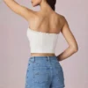 Pantalones Cortos de talle alto y corte acampanado Beata en lavado azul medio