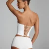 Pantalones cortos de talle bajo de jersey elástico Sabrine en blanco