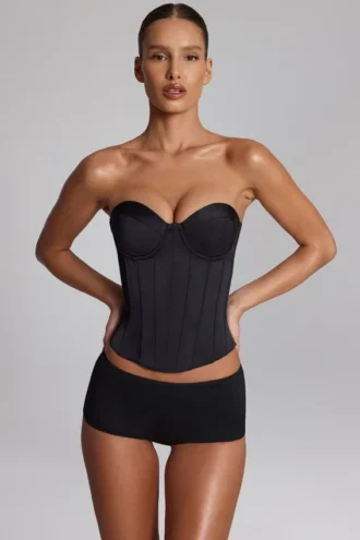 Pantalones cortos de talle bajo Sabrine de jersey elástico en negro