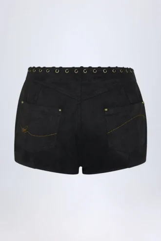 Pantalones Cortos de talle medio con cordones Parva en negro