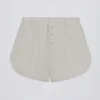 Pantalones Cortos de talle medio con detalle de botones en gris claro