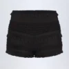 Pantalones Cortos de talle medio con volantes Orla en negro