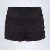 Pantalones Cortos de talle medio con volantes Orla en negro