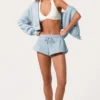 Pantalones Cortos de talle medio en azul polvo