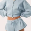 Pantalones Cortos de talle medio en azul polvo