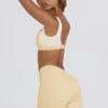 Pantalones Cortos fruncidos en jaspe limón
