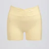 Pantalones Cortos fruncidos en jaspe limón