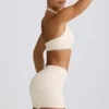 Pantalones Cortos fruncidos en marfil jaspeado