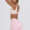 Pantalones Cortos fruncidos en rosa pálido jaspeado