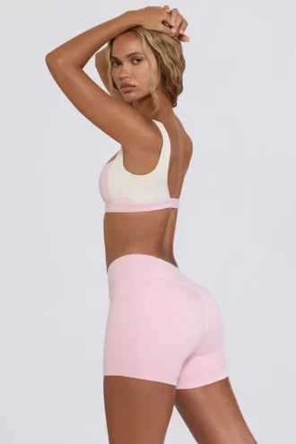 Pantalones Cortos fruncidos en rosa pálido jaspeado