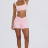 Pantalones Cortos fruncidos en rosa pálido jaspeado