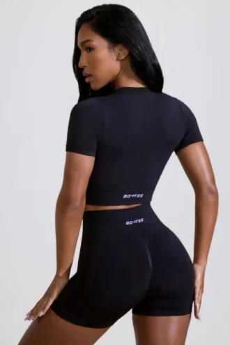 Pantalones Cortos mini de cintura alta Define Luxe en negro