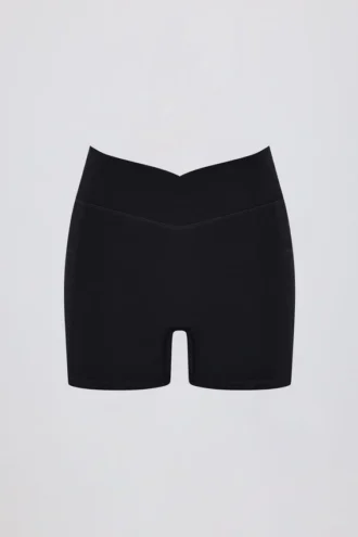 Pantalones Cortos Soft Active con cintura en V y bolsillos en negro