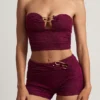 Pantalones Cortos Teagan de talle medio en morado baya