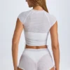 Pantalones Cortos transparentes con fruncidos Rocas en blanco