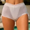 Pantalones Cortos transparentes con fruncidos Rocas en blanco