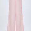 Pantalones Dalila de popelín de algodón de pierna ancha con rayas rosa y blanco