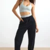 Pantalones de chándal de algodón con felpa y cintura media en negro
